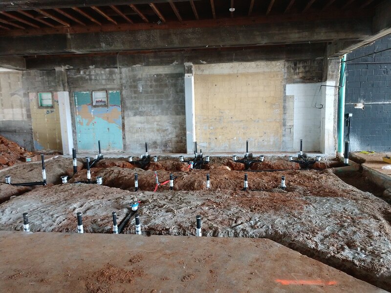 Auburn, CA New Commercial Remodel Bathroom Supply Lines laid in footings of bottom floor