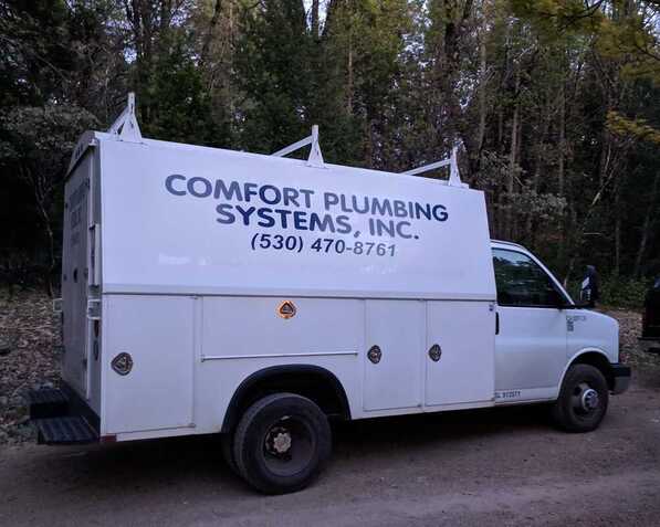 White Service Van with Comfort Plumbing Systems Decal on Side